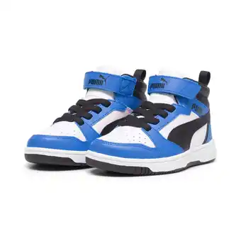 Decathlon Rebound V6 Mid sneakers voor kinderen PUMA White Black Racing Blue aanbieding