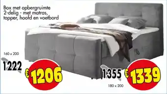 Budget Meubelen Box met opbergruimte 2 delig met matras, topper, hoofd en voetbord aanbieding