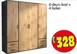 Budget Meubelen 4 Deurs kast + 4 laden aanbieding