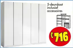 Budget Meubelen 5 Deurskast Inclusief Accessoires aanbieding