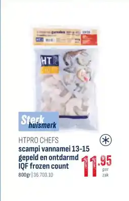 Horeca totaal HTPRO chefs scampi vannamei 13-15 gepeld en ontdarmd IQF frozen count aanbieding