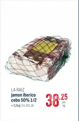 Horeca totaal La raiz jamon iberico cebo 50% 1/2 aanbieding