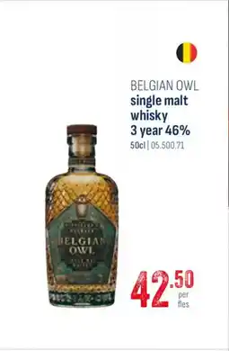 Horeca totaal Belgian owl single malt whisky 3 year 46% aanbieding