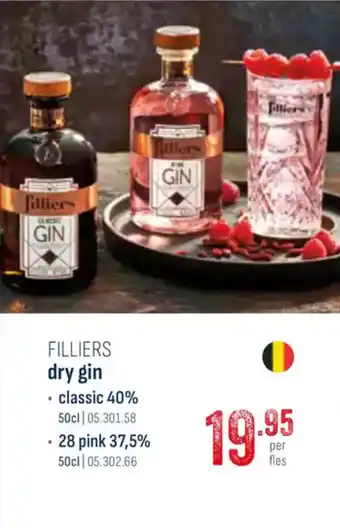 Horeca totaal FILLIERS dry gin classic 40%, 28 pink 37.5% aanbieding