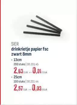 Horeca totaal Sier drinkrietje papier fsc zwart 8mm aanbieding