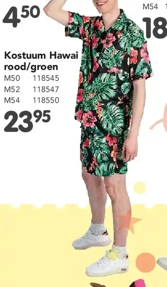 Happyland Kostuum Hawai rood/groen aanbieding