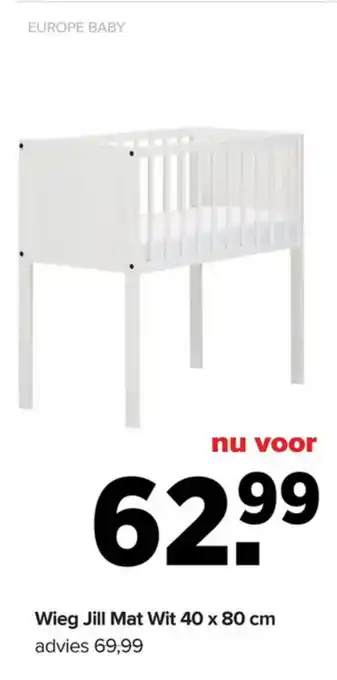 Baby-Dump EUROPE BABY Wieg Jill Mat Wit aanbieding