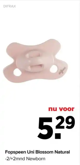 Baby-Dump Difrax Fopspeen Uni Blossom Natural aanbieding