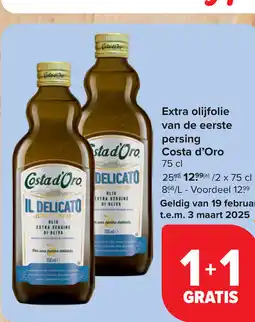 Carrefour Costa d'oro extra olijfolie van de eerste persing aanbieding