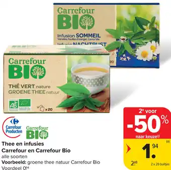 Carrefour Thee en infusies carrefour en carrefour bio aanbieding