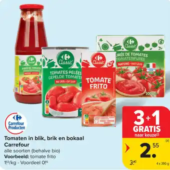 Carrefour Tomaten in blik, brik en bokaal Carrefour aanbieding