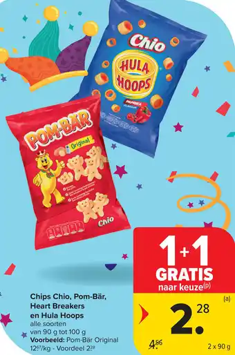 Carrefour Chips Chio, Pom-Bär, Heart Breakers en Hula Hoops aanbieding