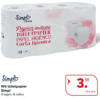 Carrefour Simpl wit toiletpapier aanbieding