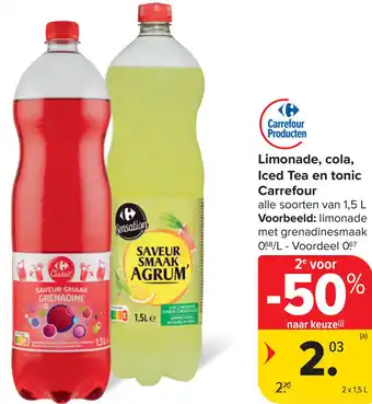 Carrefour Limonade, cola, Iced Tea en tonic Carrefour aanbieding