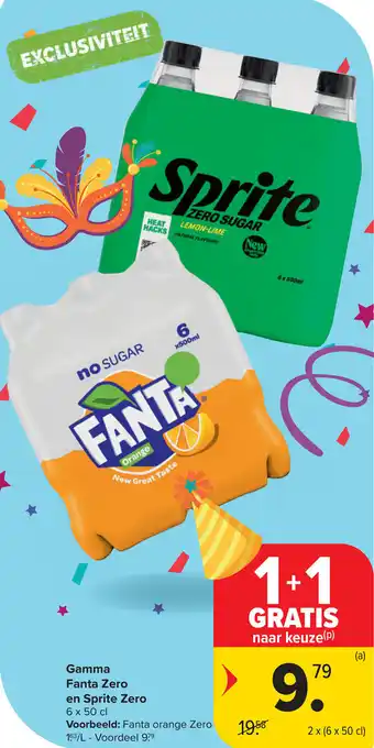 Carrefour Gamma Fanta Zero en Sprite Zero aanbieding