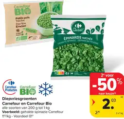 Carrefour Diepvriesgroenten Carrefour en Carrefour Bio aanbieding