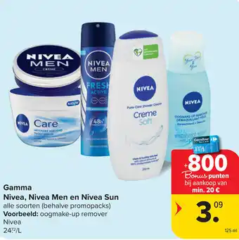 Carrefour Gamma Nivea, Nivea Men en Nivea Sun aanbieding