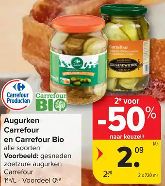 Carrefour Augurken Carrefour en Carrefour Bio aanbieding