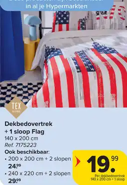 Carrefour Tex home dekbedovertrek + 1 sloop flag aanbieding