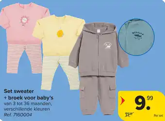 Carrefour Set sweater + broek voor baby's aanbieding