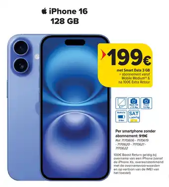 Carrefour iPhone 16 128 GB aanbieding