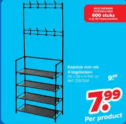 Carrefour Kapstok met rek 4 legplanken aanbieding