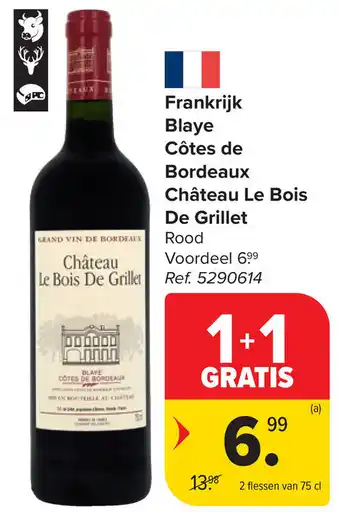 Carrefour Frankrijk Blaye Côtes de Bordeaux Château Le Bois De Grillet aanbieding