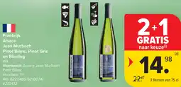 Carrefour Frankrijk Alsace Jean Murbach Pinot Blanc, Pinot Gris en Riesling aanbieding