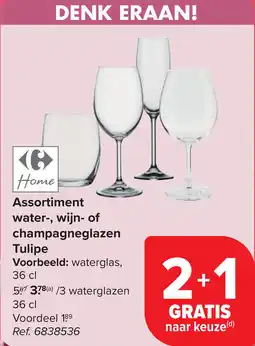 Carrefour Assortiment water, wijn of champagneglazen Tulipe aanbieding