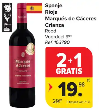 Carrefour Spanje Rioja Marqués de Cáceres Crianza aanbieding