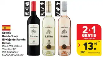 Carrefour Spanje Rueda / Rioja El viaje de Ramón BilbaRood, Wit of Rosé aanbieding