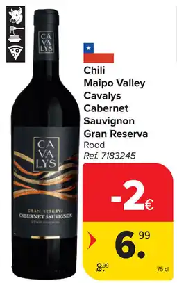 Carrefour Chili Maipo Valley Cavalys Cabernet Sauvignon Gran Reserva aanbieding