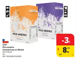 Carrefour Chili Pico Andino Chardonnay en Merlot aanbieding