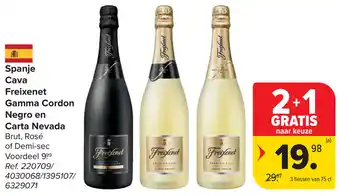 Carrefour Spanje Cava Freixenet Gamma Cordon Negro en Carta Nevada aanbieding