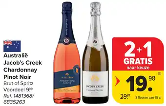 Carrefour Australië Jacob's Creek Chardonnay Pinot Noir aanbieding