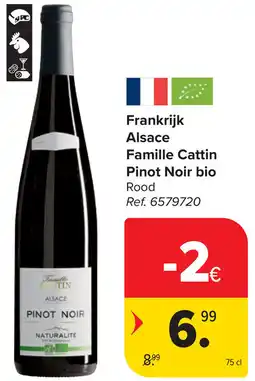 Carrefour Frankrijk Alsace Famille Cattin Pinot Noir bio aanbieding