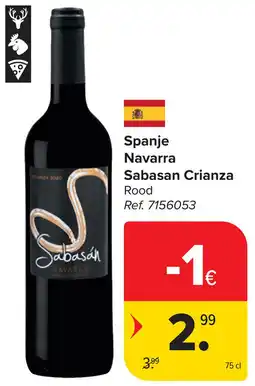 Carrefour Spanje Navarra Sabasan Crianza aanbieding