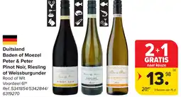 Carrefour Duitsland Baden of Moezel Peter & Peter Pinot Noir, Riesling of Weissburgunder aanbieding