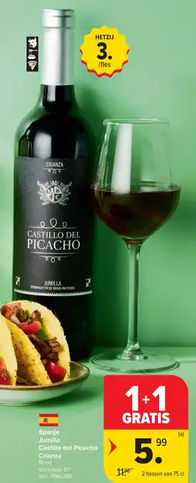 Carrefour Spanje Jumilla Castillo del Picacho Crianza aanbieding