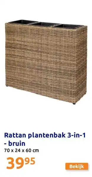 Action Rattan plantenbak 3-in-1 - bruin aanbieding