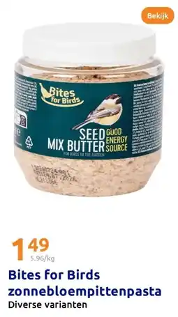 Action Bites for Birds zonnebloempittenpasta aanbieding