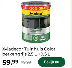 GAMMA Xyladecor Tuinhuis Color berkengrijs 2,5 L +0,5 L aanbieding