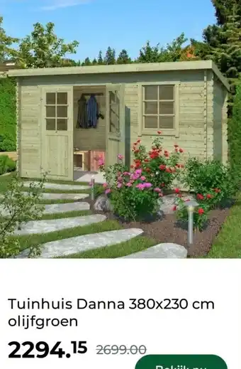 GAMMA Tuinhuis Danna 380x230 cm olijfgroen aanbieding