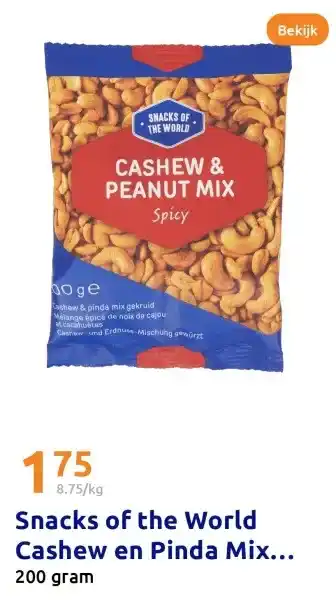 Action Snacks of the World Cashew en Pinda Mix aanbieding