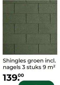 GAMMA Shingles groen incl. nagels 3 stuks 9 m² aanbieding