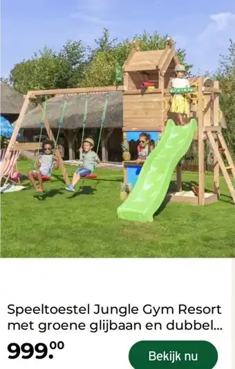 GAMMA Speeltoestel Jungle Gym Resort met groene glijbaan en dubbel aanbieding