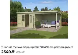 GAMMA Tuinhuis met overkapping Olaf 581x292 cm geïmpregneerd aanbieding