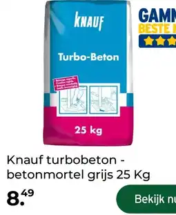 GAMMA Knauf turbobeton - betonmortel grijs 25 Kg aanbieding