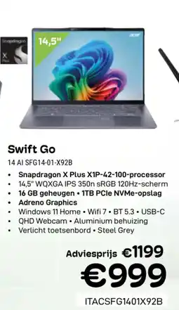 CompuDeals Acer Swift Go 14 AI SFG14-01-X92B aanbieding