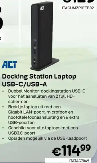 CompuDeals ACT Docking Station Laptop USB-C/USB-A aanbieding